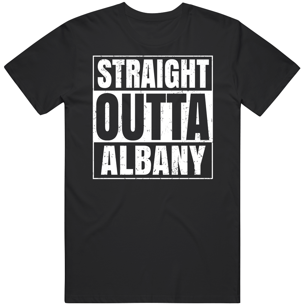 Straight Outta Albany New York City Compton Parody Grunge Black Mens Size Large T Shirt