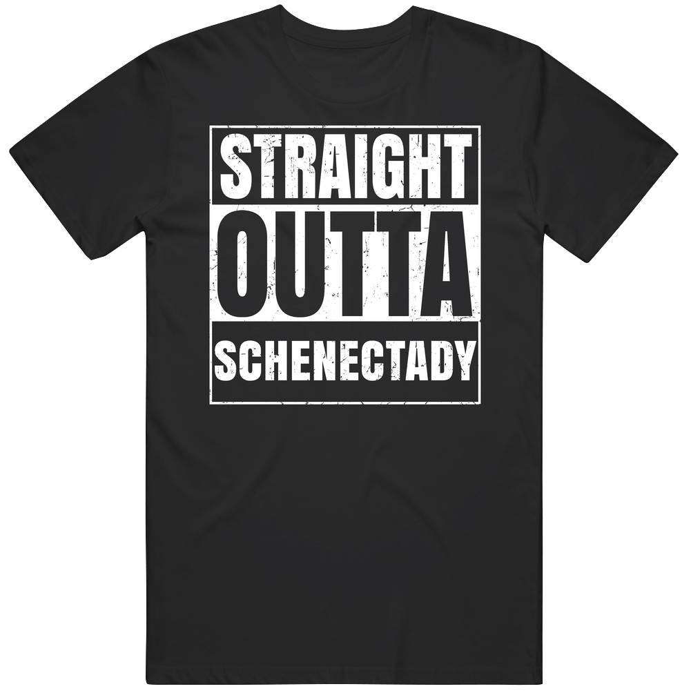 Straight Outta Schenectady New York City Compton Parody Grunge Black Mens Size Large T Shirt