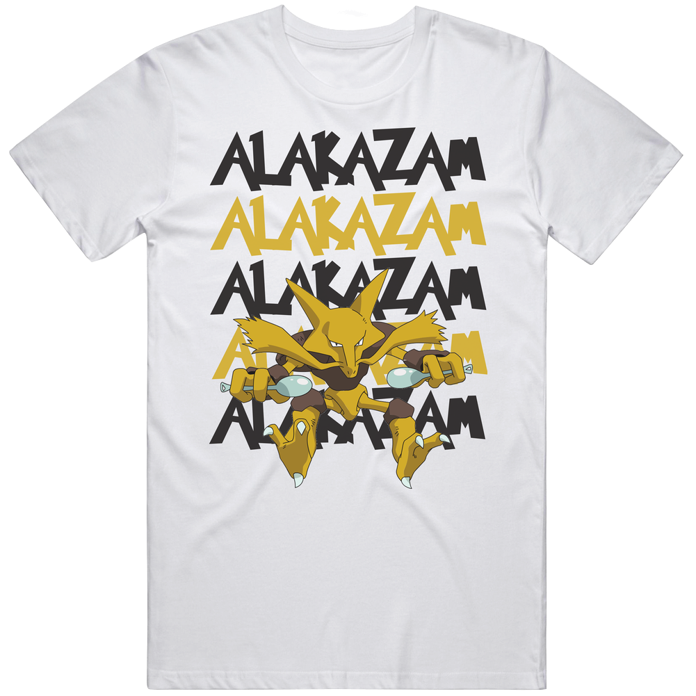 Alakazam Pokemon Video Game Movie Cartoon Character Fan Mens Size Large White  T Shirt