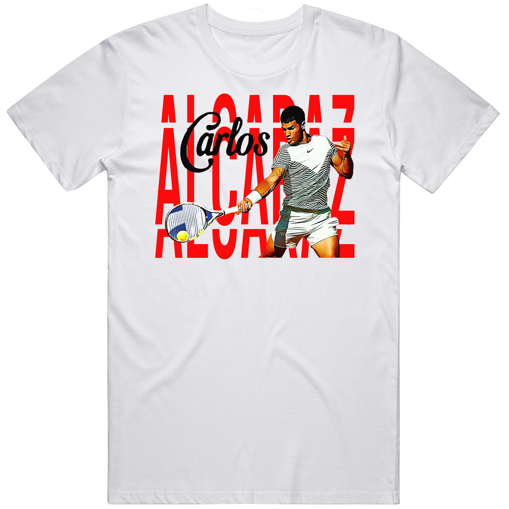 Carlos Alcaraz Tennis Fan Mens Size Large White  T Shirt