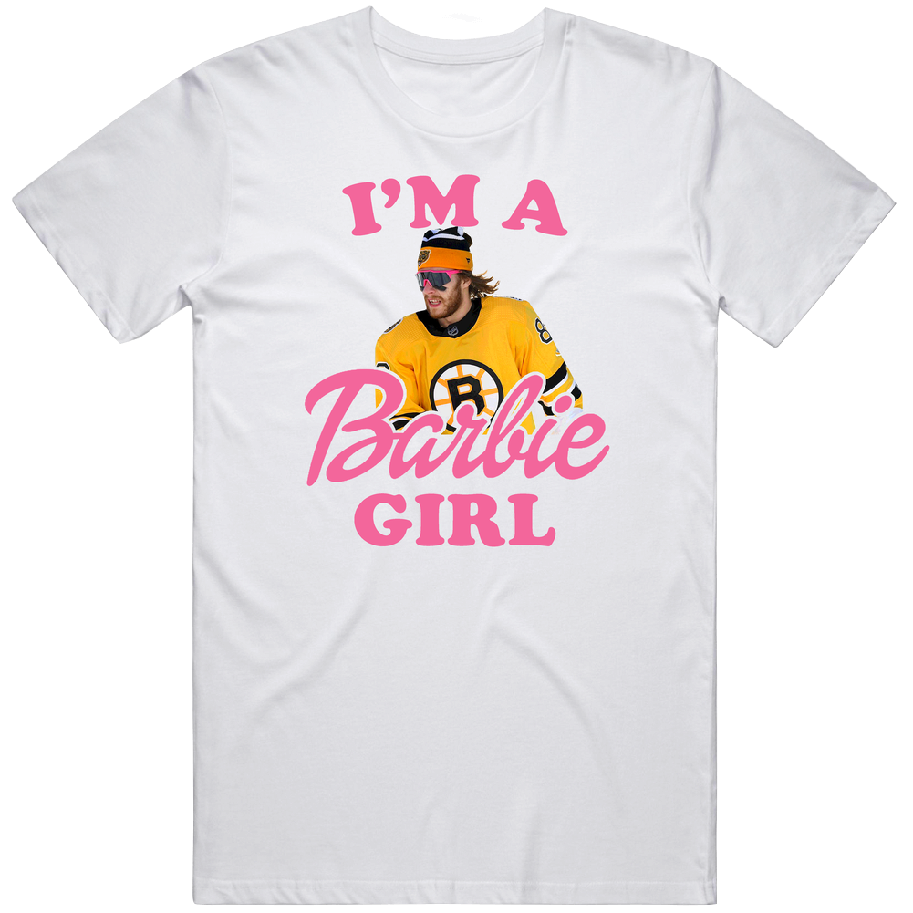 David Pastrnak I'm A Barbie Girl Funny Hockey Interview Legend Mens Size Large White  T Shirt