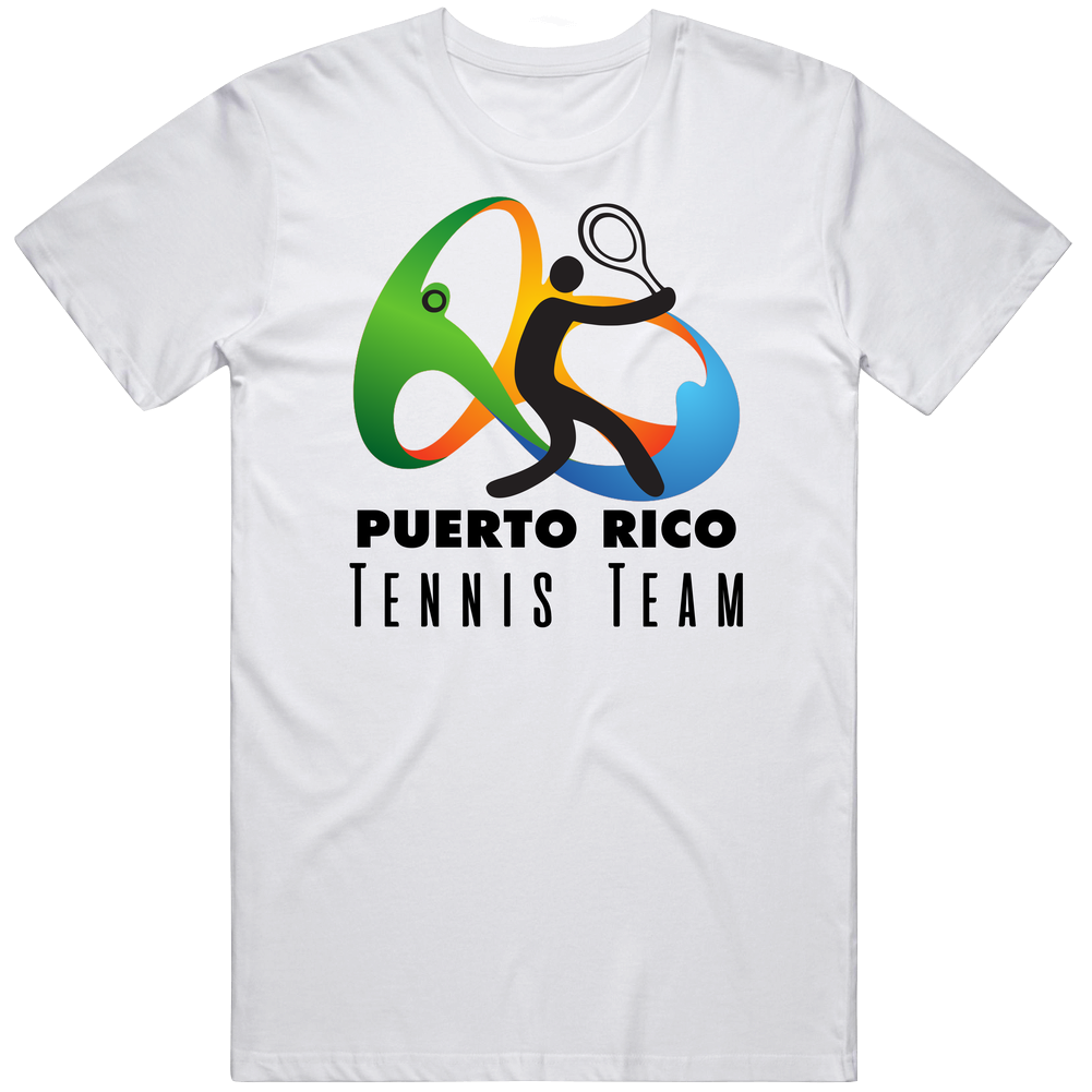 Puerto Rico Tennis Team Rio 2016 Olympic Event Logo Mens Size Large White  T Shirt