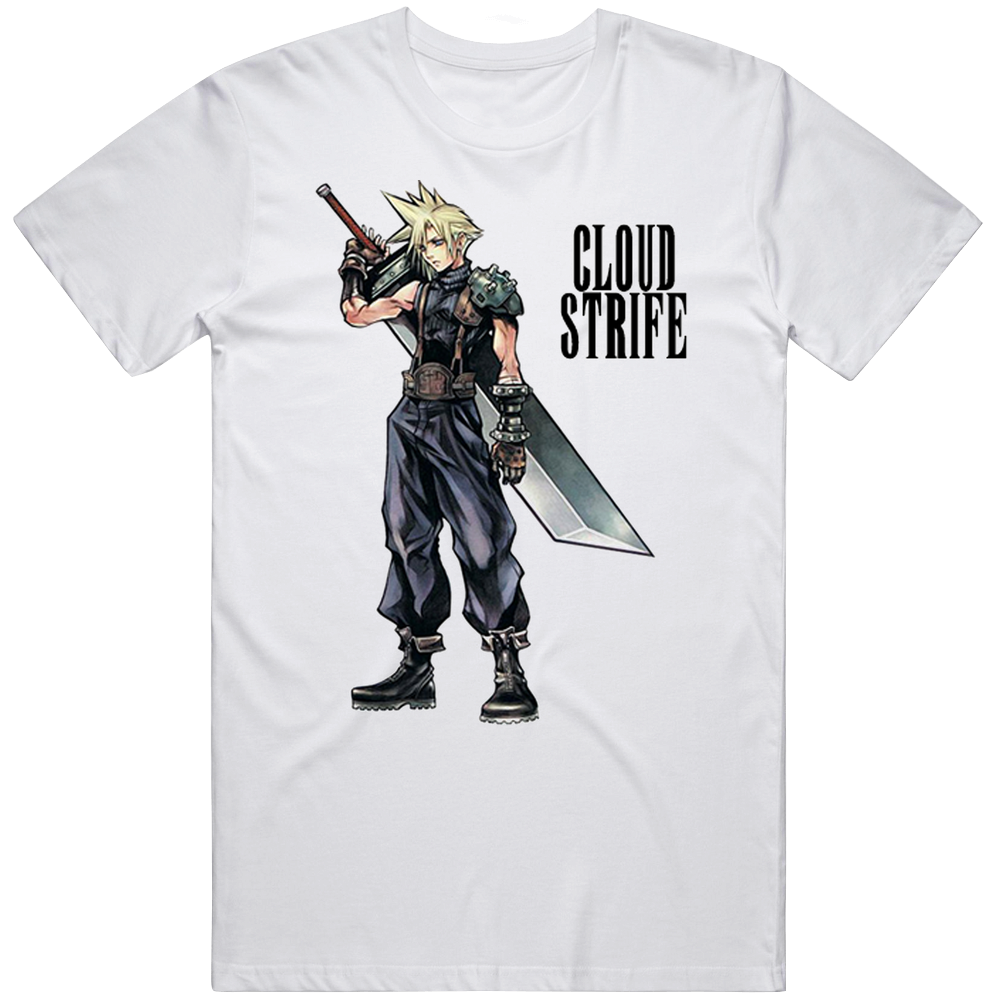 Cloud Strife Final Fantasy Video Game Mens Size Large White  T Shirt