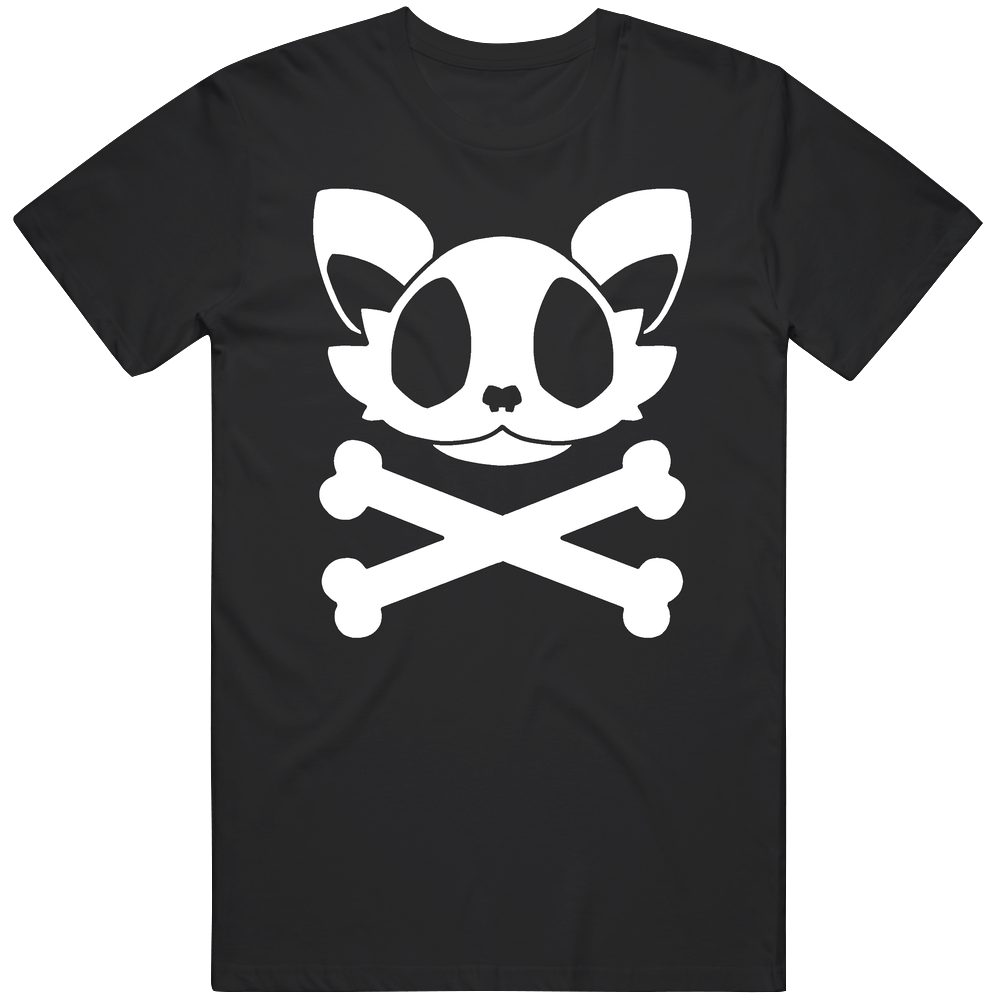 Skeleton Cat Skull - Ladies Black  - Cute Unisex T Shirt