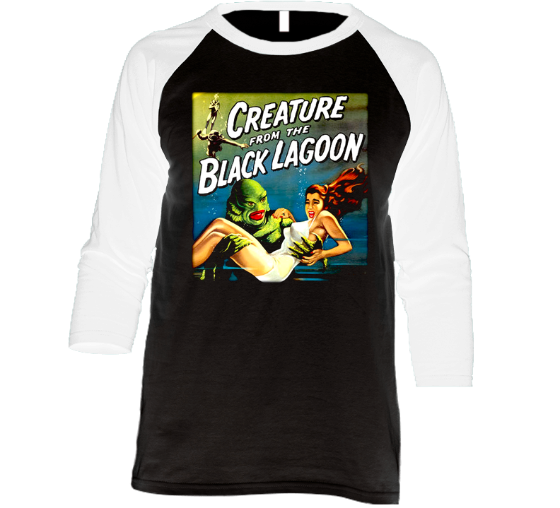 Creature From The Black Lagoon Movie Vintage Raglan Retro Raglan 3/4 Sleeve Shirt