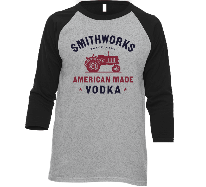 Smithworks Vodka American Liquor Alcohol Lovers Vintage Raglan Retro Raglan 3/4 Sleeve Shirt