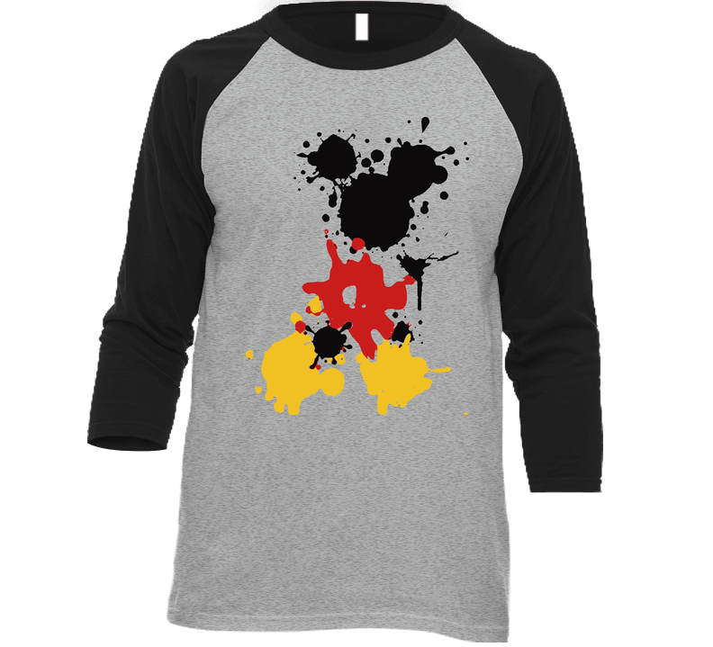 Funny Blob Splat Mickey Paint Comic Vintage Raglan Retro Raglan 3/4 Sleeve Shirt