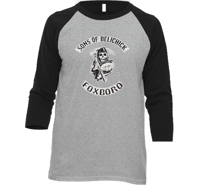 Sons Of Belichick Ne Foxboro Sons Of Anarchy Parody New England Ultimate Best Patriots Pats Vintage Raglan Retro Raglan 3/4 Sleeve Shirt
