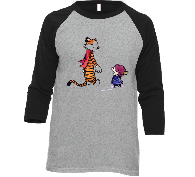 Calvin And Hobbes Exploring Snow Vintage Raglan Retro Raglan 3/4 Sleeve Shirt