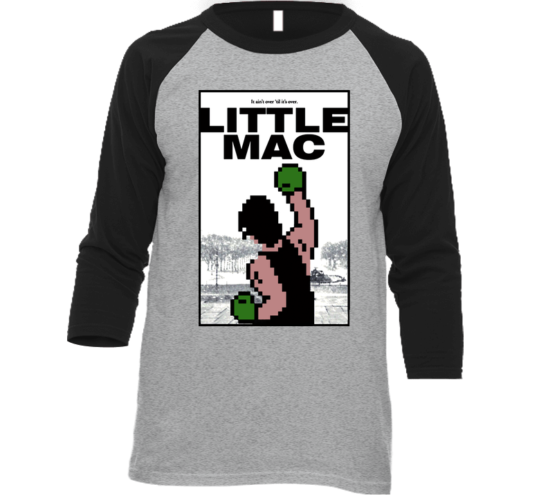 Punch Out Little Mac Rocky Poster Retro Video Game Vintage Raglan Retro Raglan 3/4 Sleeve Shirt