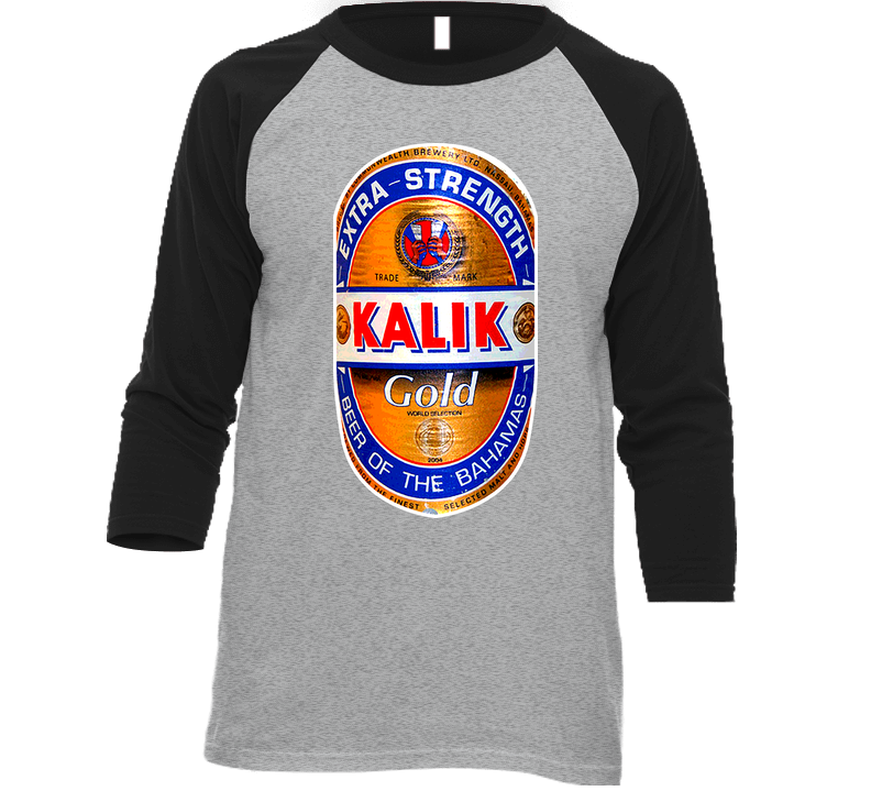 Kalik Gold Beer Bahamas Barbados Lager Vintage Raglan Retro Raglan 3/4 Sleeve Shirt