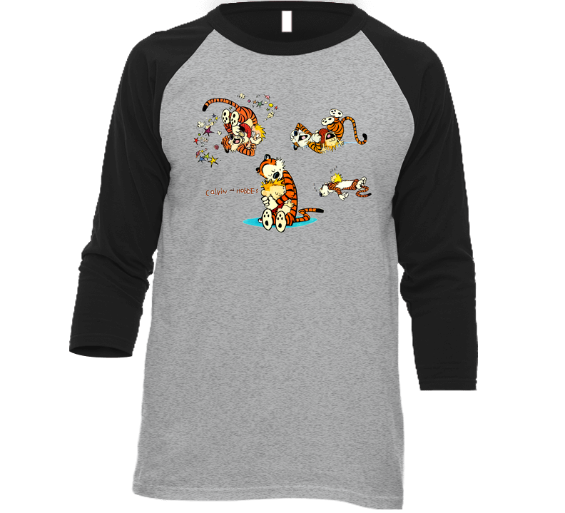 A Day In The Life Of Calvin And Hobbes Vintage Raglan Retro Raglan 3/4 Sleeve Shirt