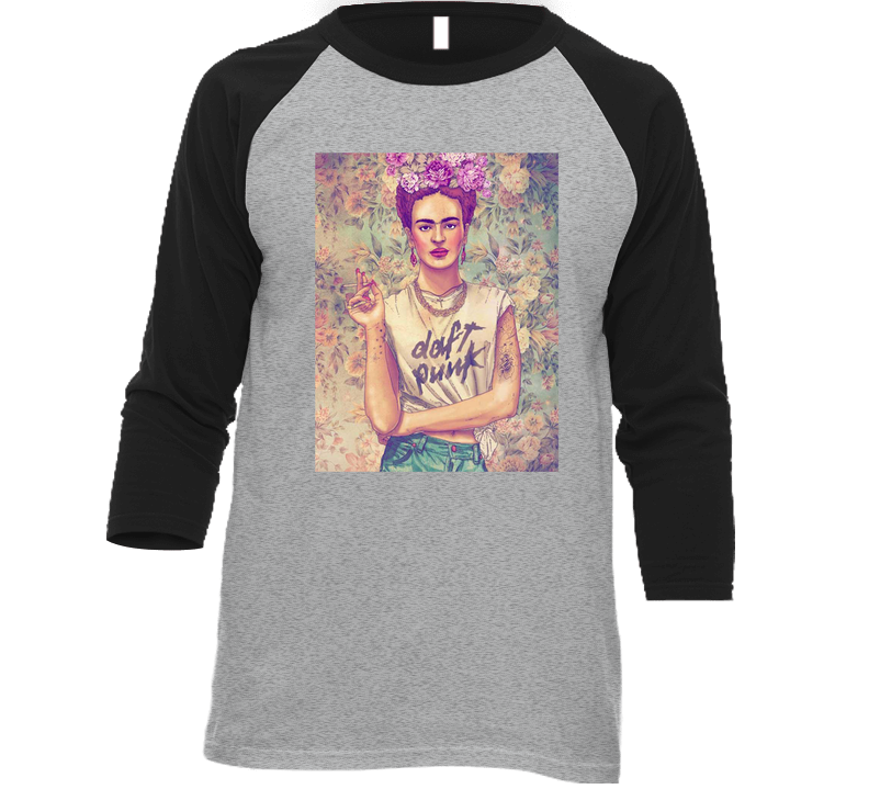 Frida Kahlo Daft Punk Vintage Raglan Retro Raglan 3/4 Sleeve Shirt