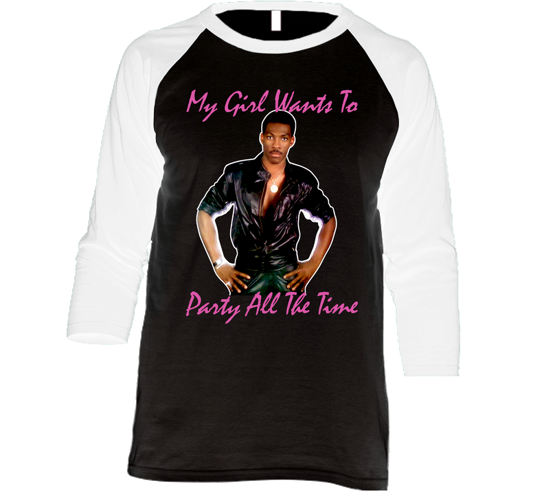 Eddie Murphy Retro Party All The Time Vintage Raglan Retro Raglan 3/4 Sleeve Shirt