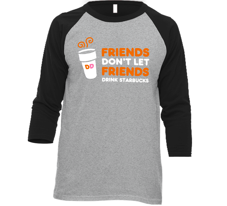 Dunkin Donuts Parody Funny Vintage Raglan Retro Raglan 3/4 Sleeve Shirt
