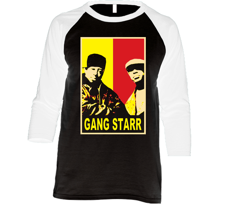 Hip Hop Classics Gang Starr Rip Vintage Raglan Retro Raglan 3/4 Sleeve Shirt