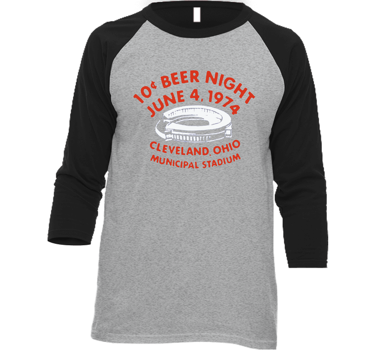 10 Cent Beer Night Cleveland Baseball Vintage Raglan Retro Raglan 3/4 Sleeve Shirt