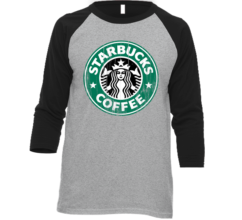 Starbucks Logo Popular Coffee Shop Java Joe Drink Food Gift Vintage Raglan Retro Raglan 3/4 Sleeve Shirt