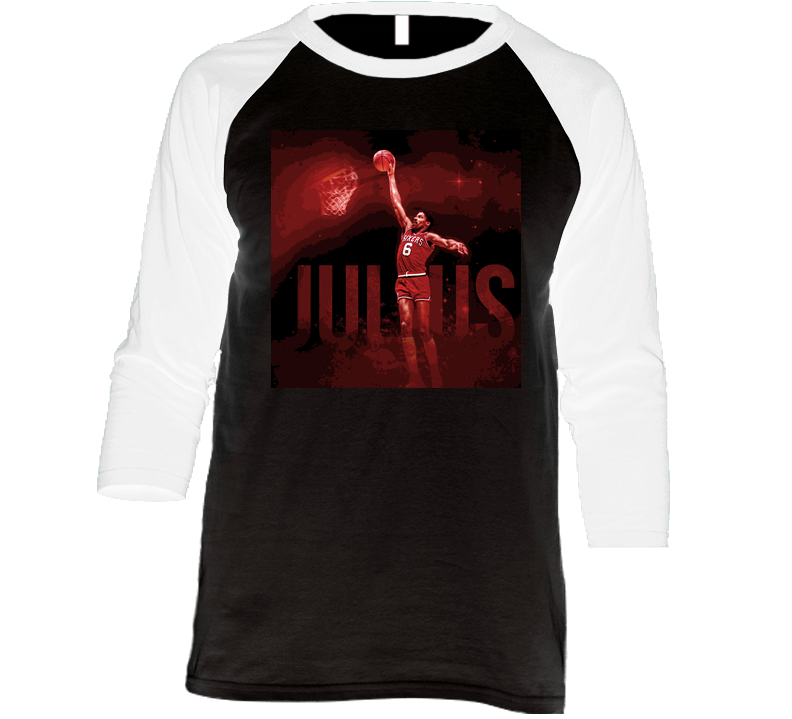 Julius Erving Dr. J Philadelphia Basketball Legend Vintage Raglan Retro Raglan 3/4 Sleeve Shirt