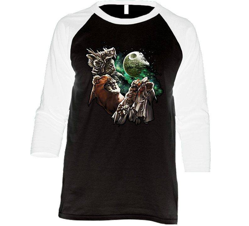 Three Ewok Moon Funny Star Wars Parody Joke Vintage Raglan Retro Raglan 3/4 Sleeve Shirt