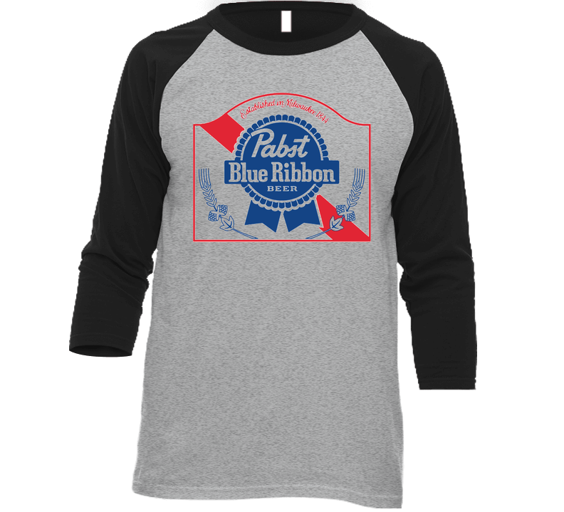 Pabst Blue Ribbon Beer Vintage Raglan Retro Raglan 3/4 Sleeve Shirt