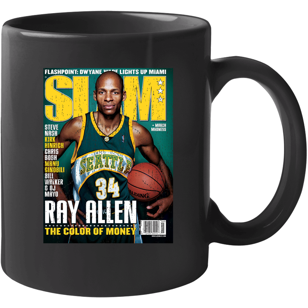 Slam Magazine Issue 87 Ray Allen Popular Basketball Magazine Grunge Look 11 oz Mug Slam Magazine Issue 87 Ray Allen Popular Basketball Magazine Grunge Look 11 oz Mug