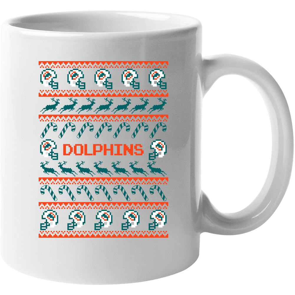 Dolphins Football Ugly Christmas Sweater T Shirt - Miami Dolphins Team Colors 11 oz Mug