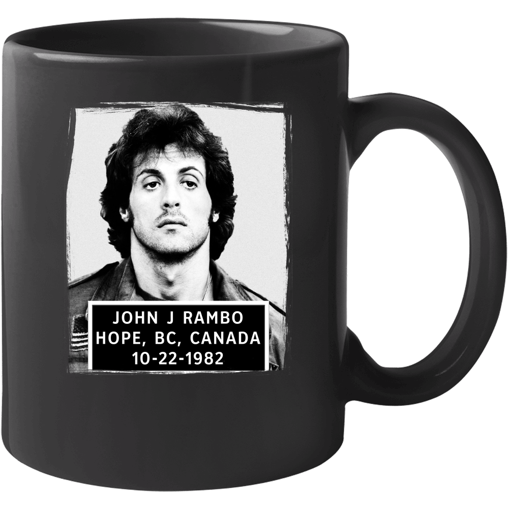 John J Rambo First Blood Mugshot 80s Action Movie Fan 11 oz Mug John J Rambo First Blood Mugshot 80s Action Movie Fan 11 oz Mug