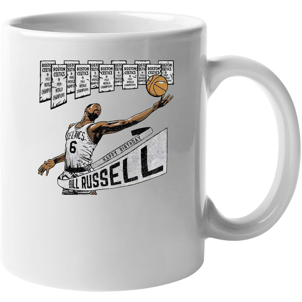 Bill Russell Boston Basketball Retro 11 oz Mug