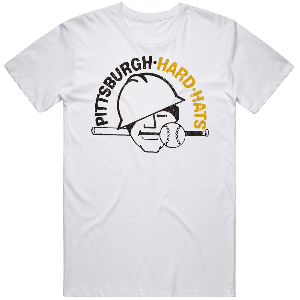 Pittsburgh Hardhats Professional Softball League Retro Team Logo Unisex White T Shirt Pittsburgh Hardhats Professional Softball League Retro Team Logo Unisex White T Shirt