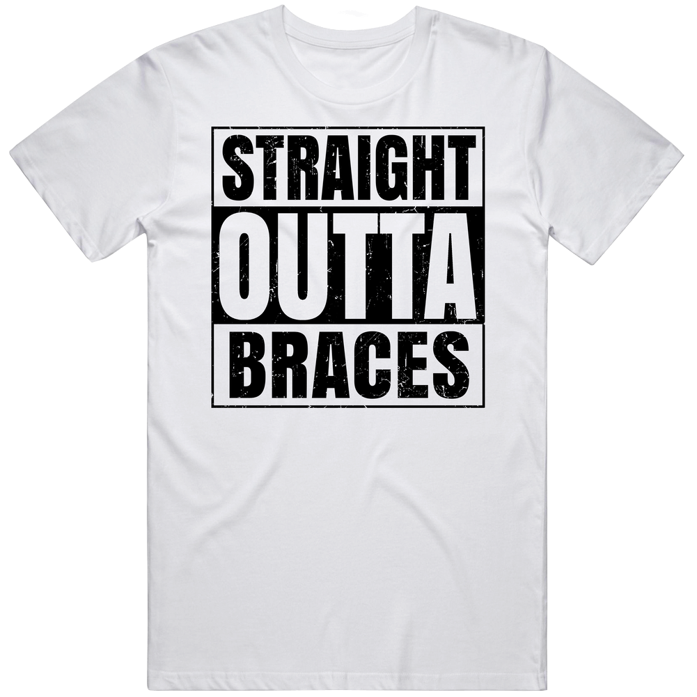 Straight Outta Braces Nouns Words Compton Parody Unisex White T Shirt Straight Outta Braces Nouns Words Compton Parody Unisex White T Shirt