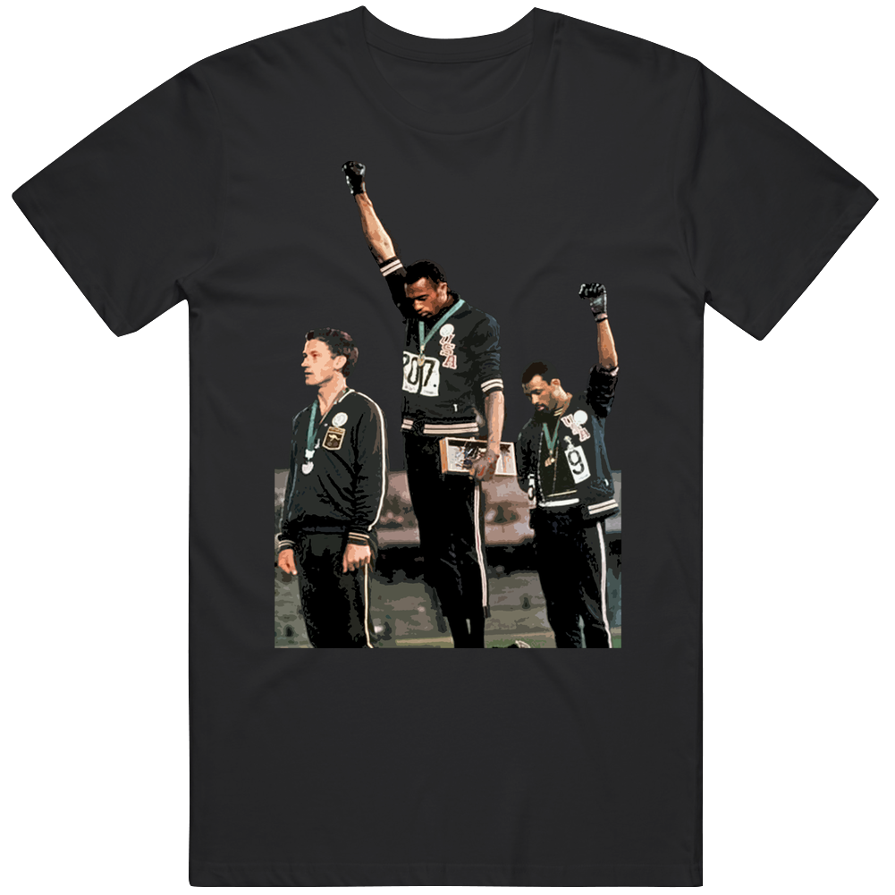 John Carlos Tommie Smith Black Power Salute 1968 Summer Olympics Unisex Black T Shirt John Carlos Tommie Smith Black Power Salute 1968 Summer Olympics Unisex Black T Shirt