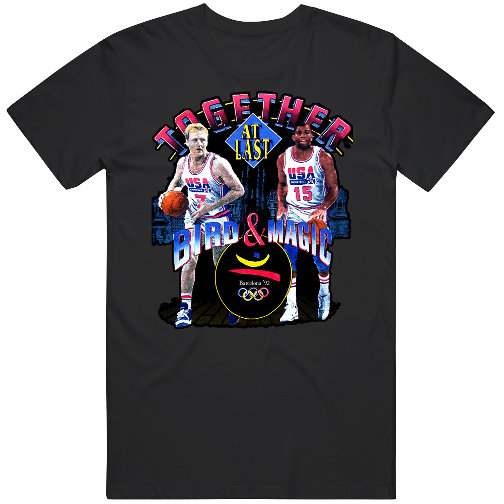 Larry Bird Magic Johnson Dream Team Unisex Black T Shirt