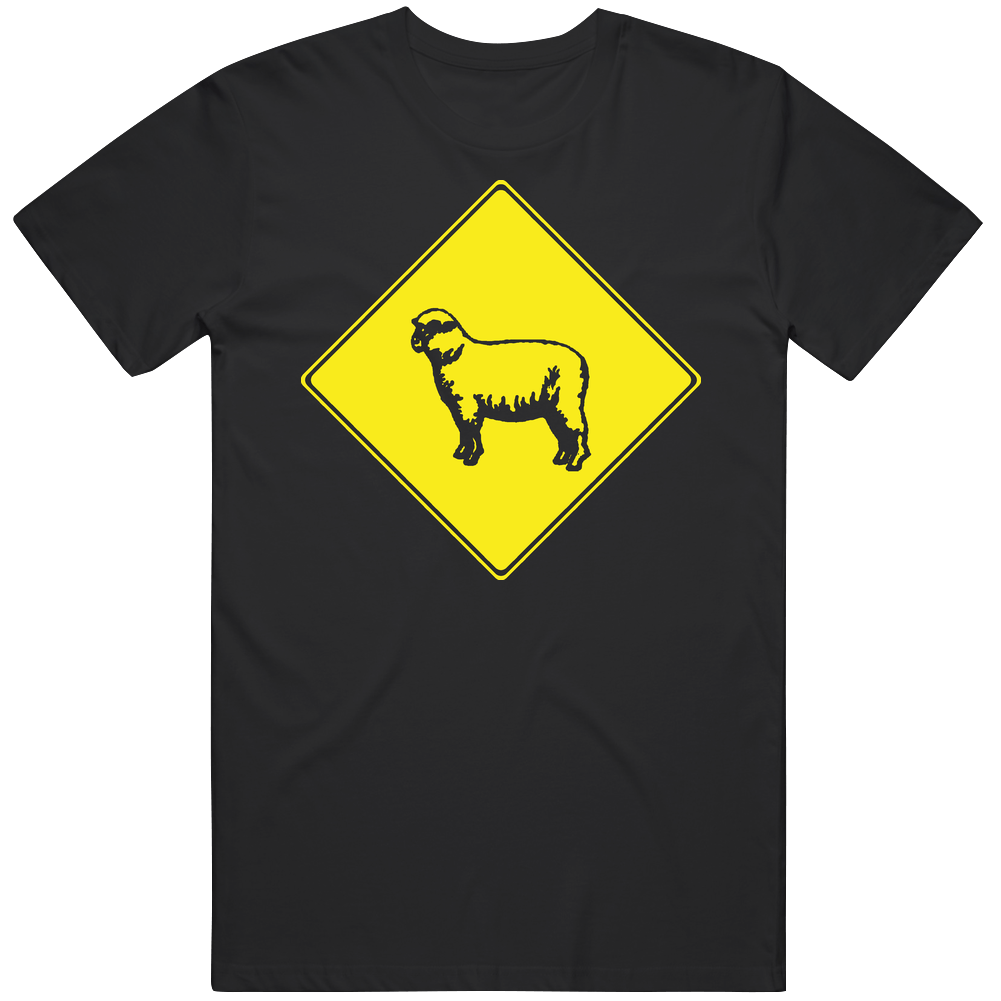 Sheep Crossing Sign Funny Unisex Black T Shirt Sheep Crossing Sign Funny Unisex Black T Shirt