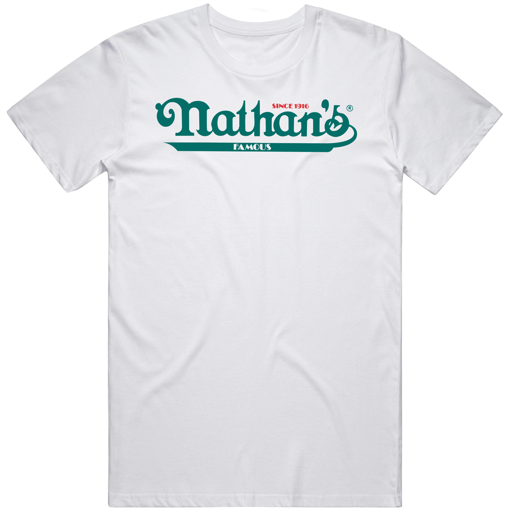 Nathan's Famous Inc Nasdaq Company Logo Employee Fan Unisex White T Shirt Nathan's Famous Inc Nasdaq Company Logo Employee Fan Unisex White T Shirt