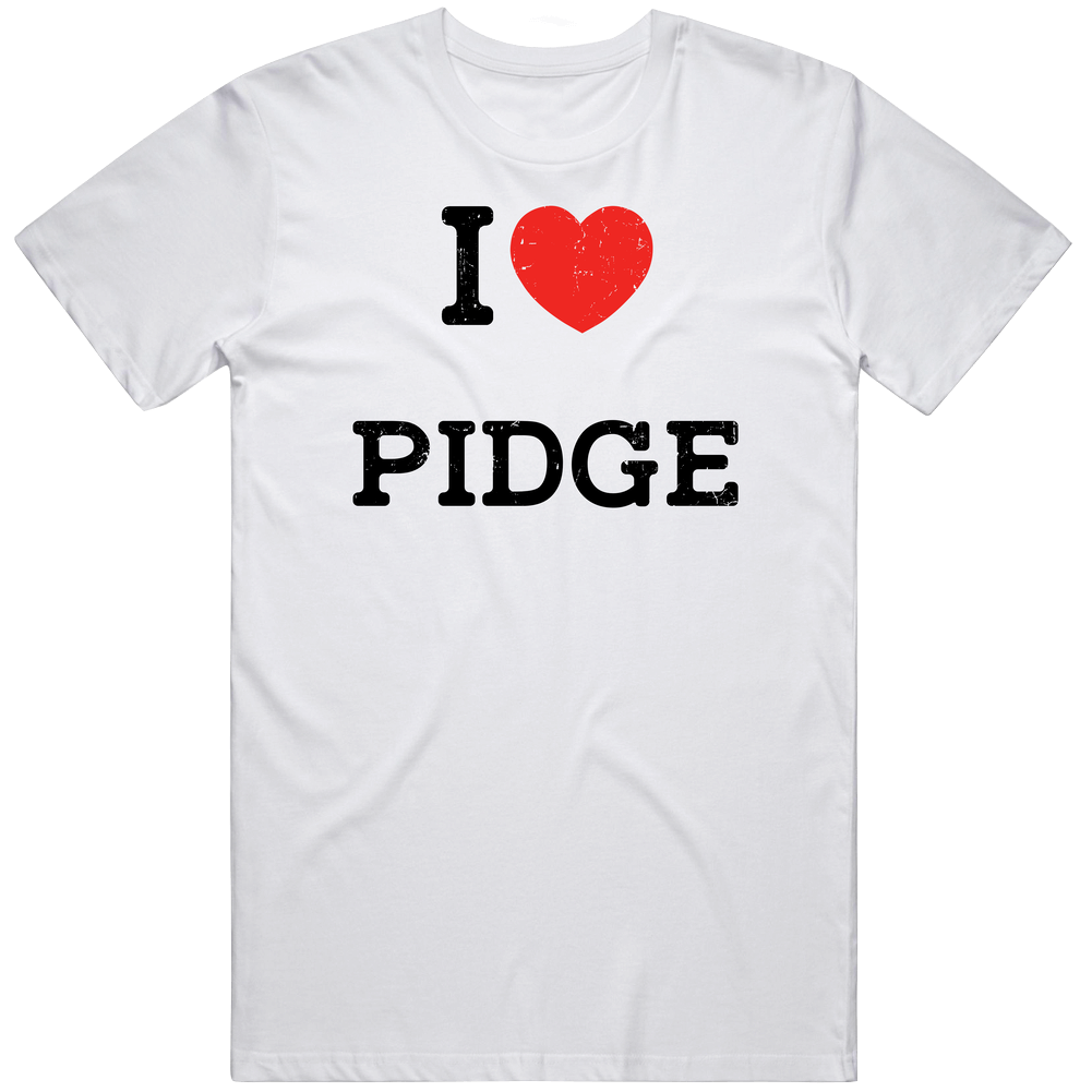 I Love Heart Pidge First Name Worn Look Unisex White T Shirt