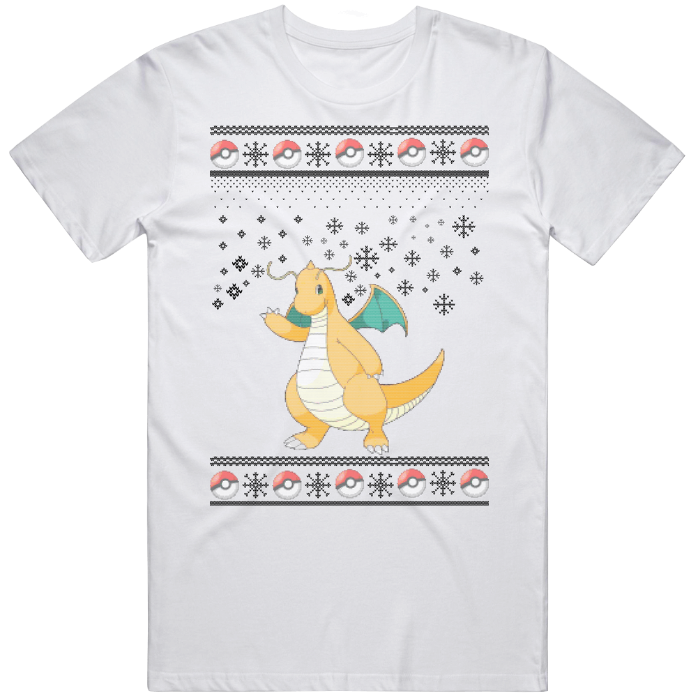 Dragonite Pokemon Ugly Christmas Sweater Unisex White T Shirt