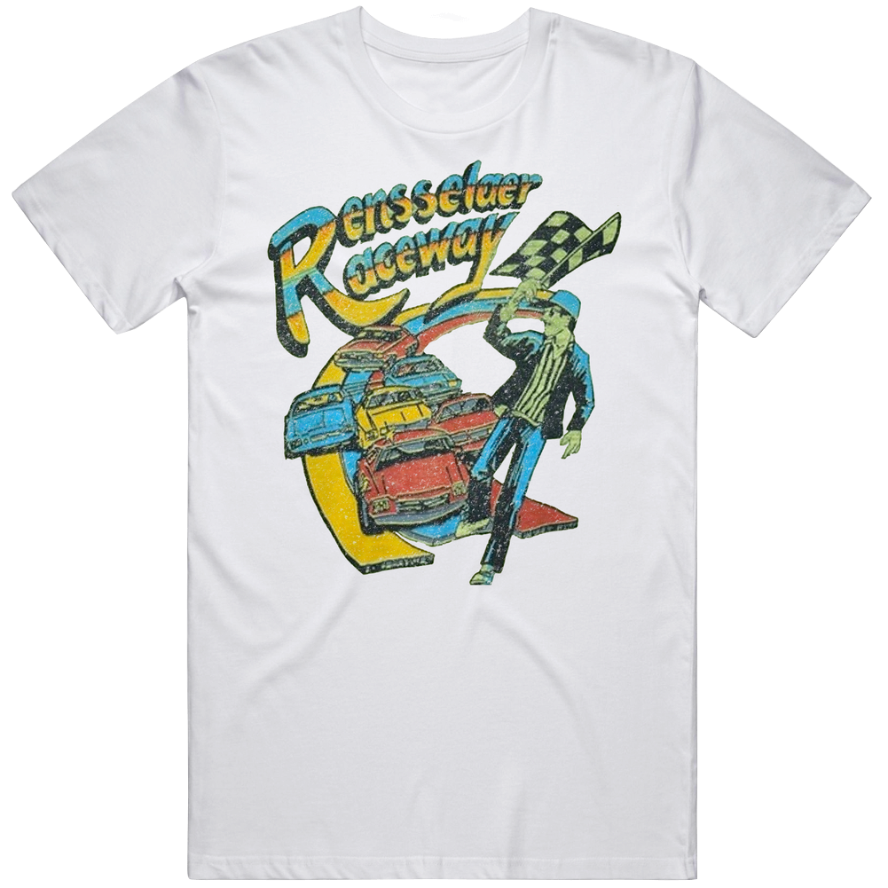 80s Rensselaer Raceway Racing Checkered Flag Unisex White T Shirt 80s Rensselaer Raceway Racing Checkered Flag Unisex White T Shirt