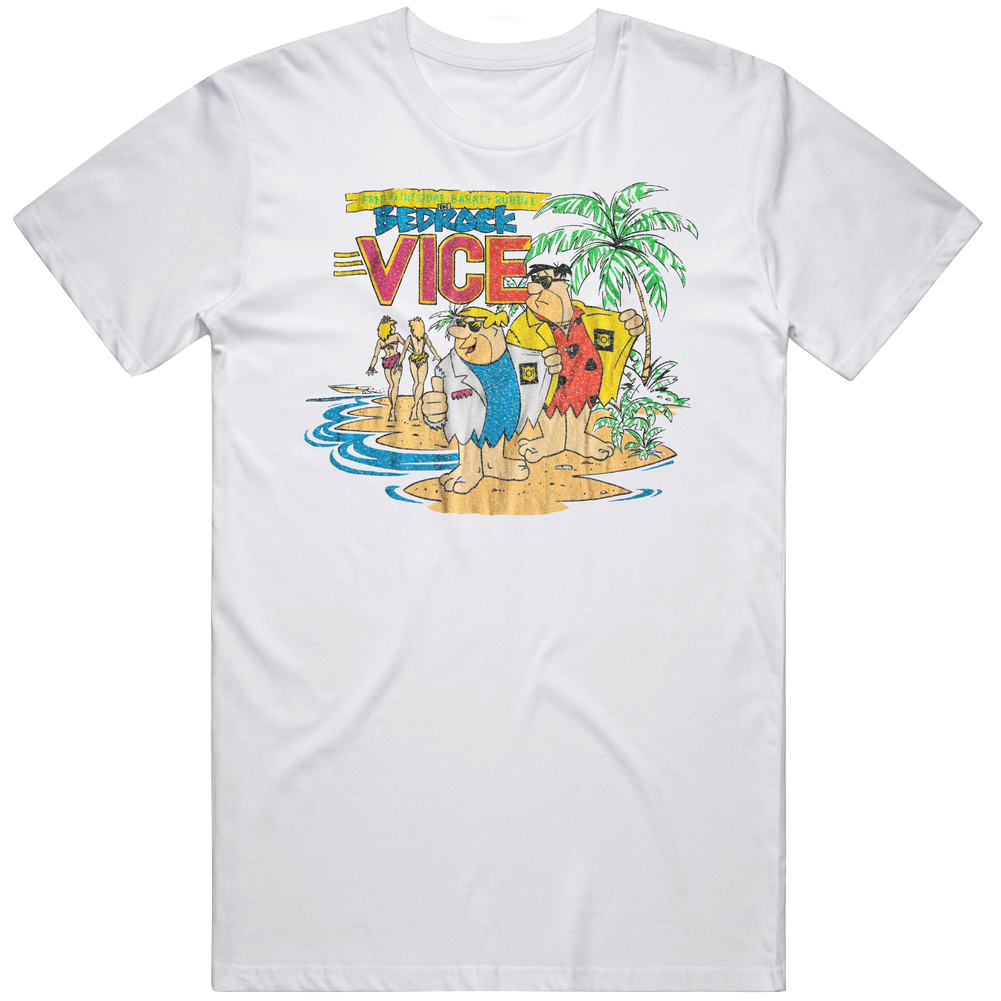 Vintage Bedrock Vice Fred Flinstone Barney Rubble Unisex White T Shirt Vintage Bedrock Vice Fred Flinstone Barney Rubble Unisex White T Shirt