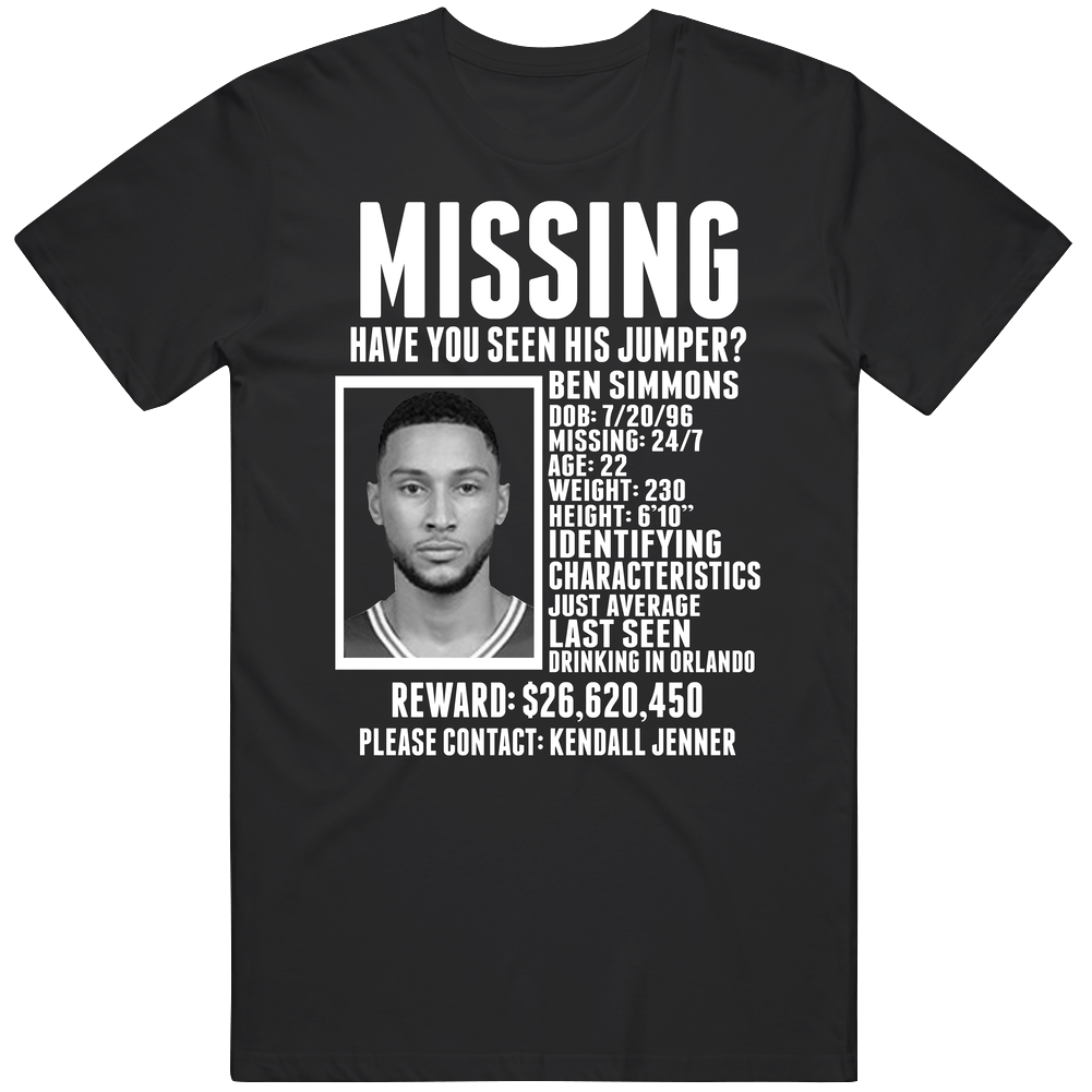 Ben Simmons Missing Have You Seen His Jumper Funny Philadelphia Basketball Fan Vintage T Shirt
