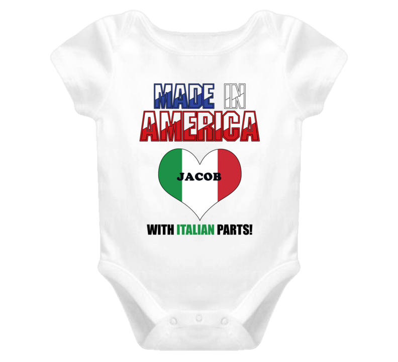 Jacob Made in the USA Italian Parts Funny Baby One Piece Jacob Made in the USA Italian Parts Funny Baby One Piece