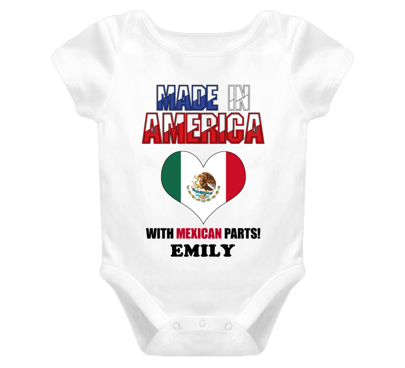 Emily Made in the USA Mexican Mexico Parts Baby One Piece Emily Made in the USA Mexican Mexico Parts Baby One Piece