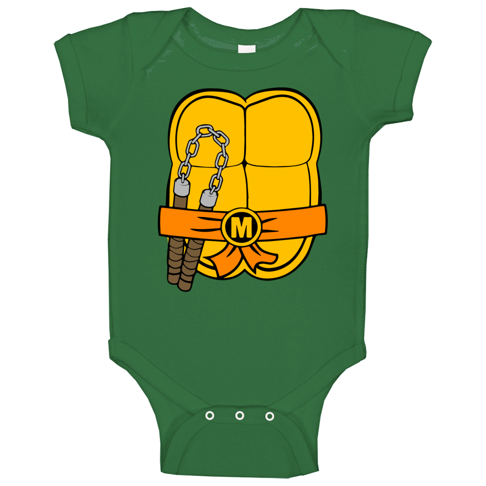 Michaelangelo Ninja Turtles Chest Shell Halloween Costume Baby One Piece Michaelangelo Ninja Turtles Chest Shell Halloween Costume Baby One Piece