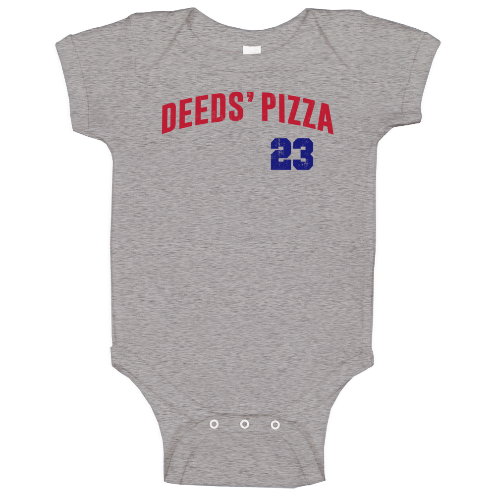 Mr Deeds Pizza Adam Sandler Pizzeria Movie Restaurant Comedy Fan Baseball Raglan Baby One Piece Mr Deeds Pizza Adam Sandler Pizzeria Movie Restaurant Comedy Fan Baseball Raglan Baby One Piece