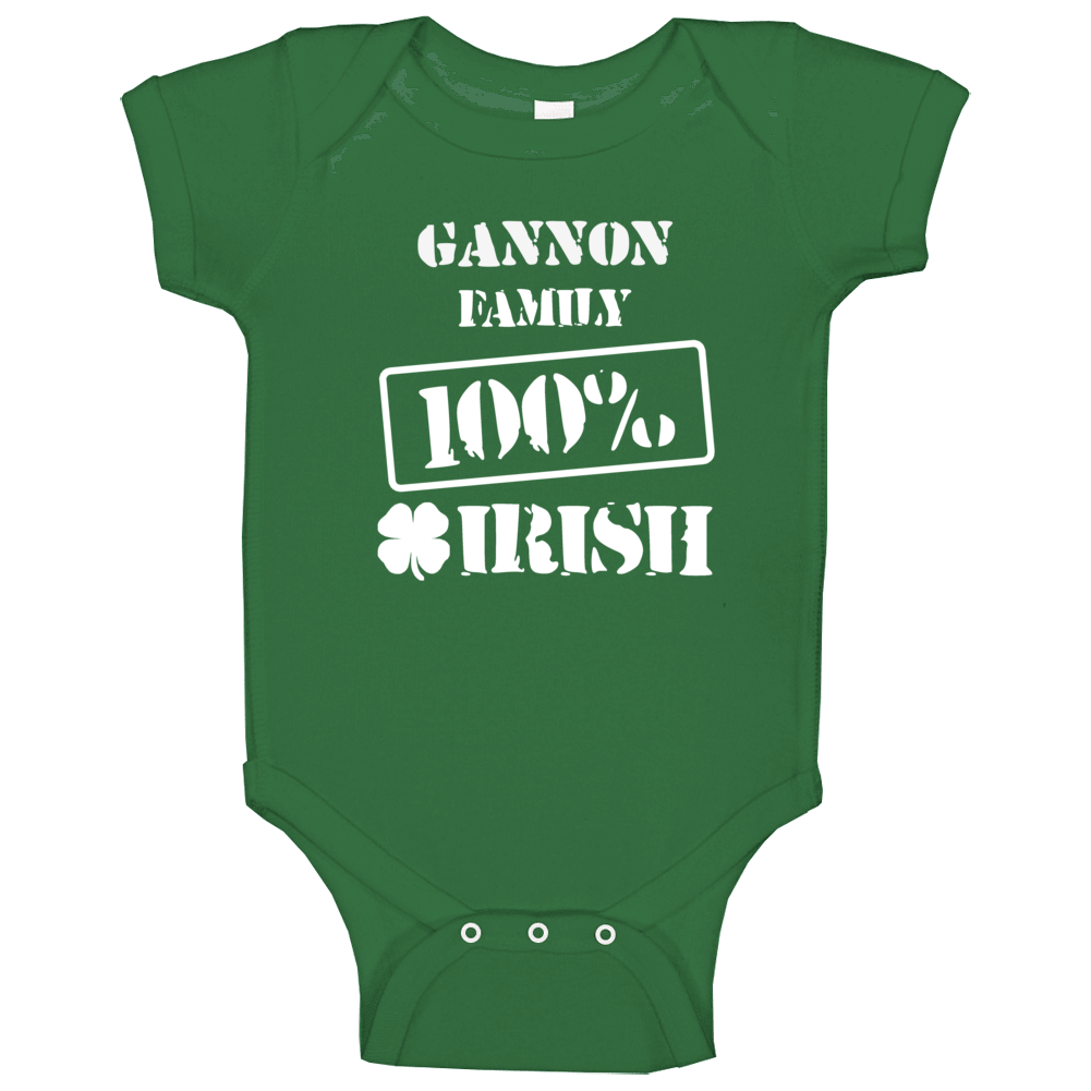 Gannon 100 Percent Irish Ireland Clover St Patricks Day Ireland Baby O Gannon 100 Percent Irish Ireland Clover St Patricks Day Ireland Baby O