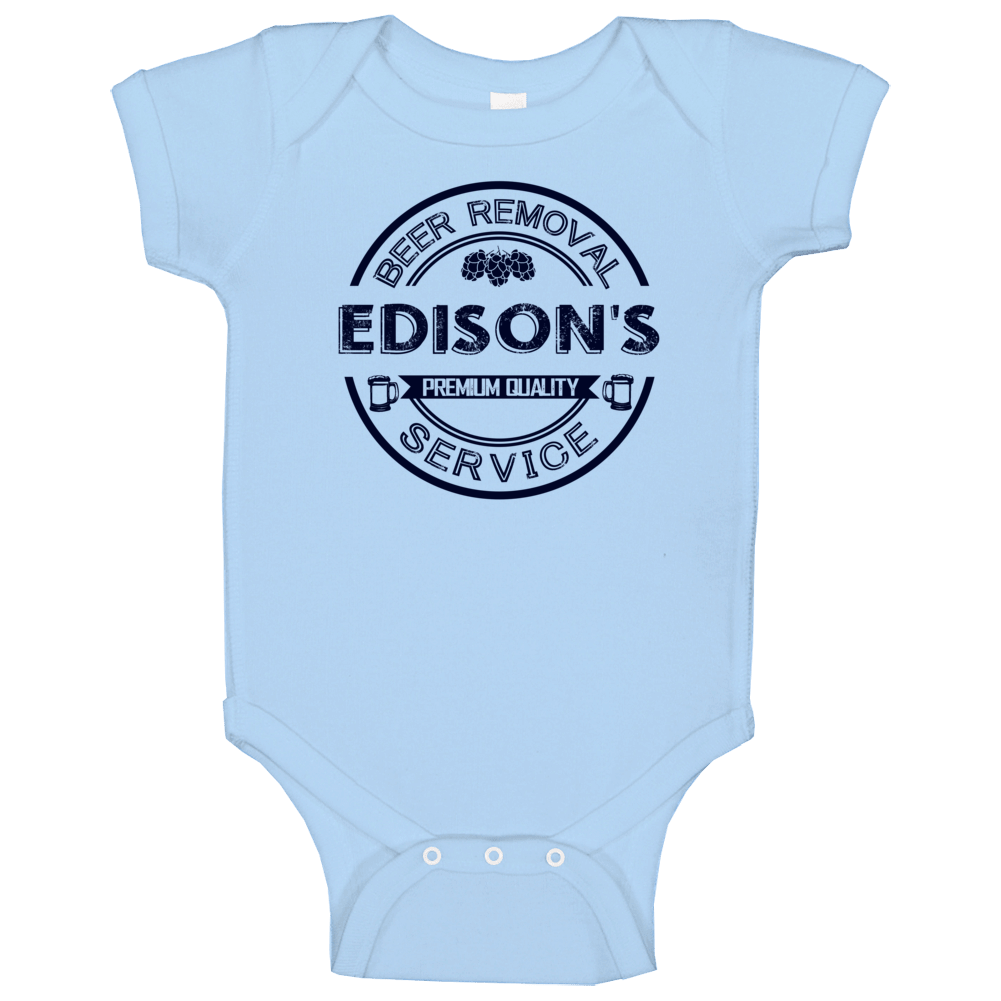 Edison's Beer Removal Service Personalized Party Baby One Piece Edison's Beer Removal Service Personalized Party Baby One Piece