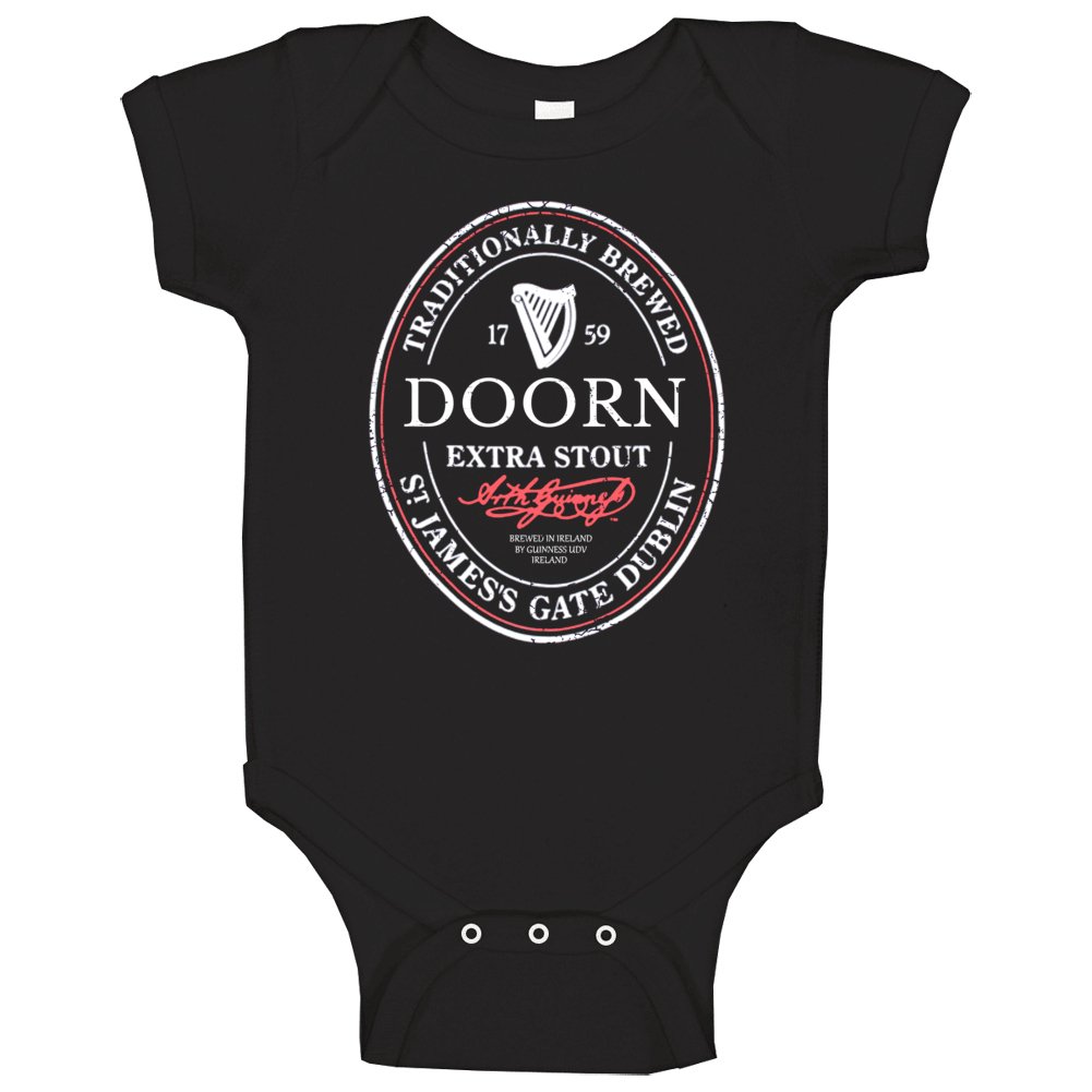Doorn Irish Beer Label St Patricks Day Guinness Parody Grunge Baby One