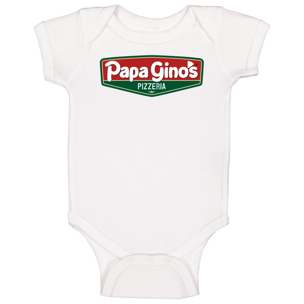 Papa Ginos Pizzeria Cool Pizza Restaurant Brand Logo Baby One Piece Papa Ginos Pizzeria Cool Pizza Restaurant Brand Logo Baby One Piece