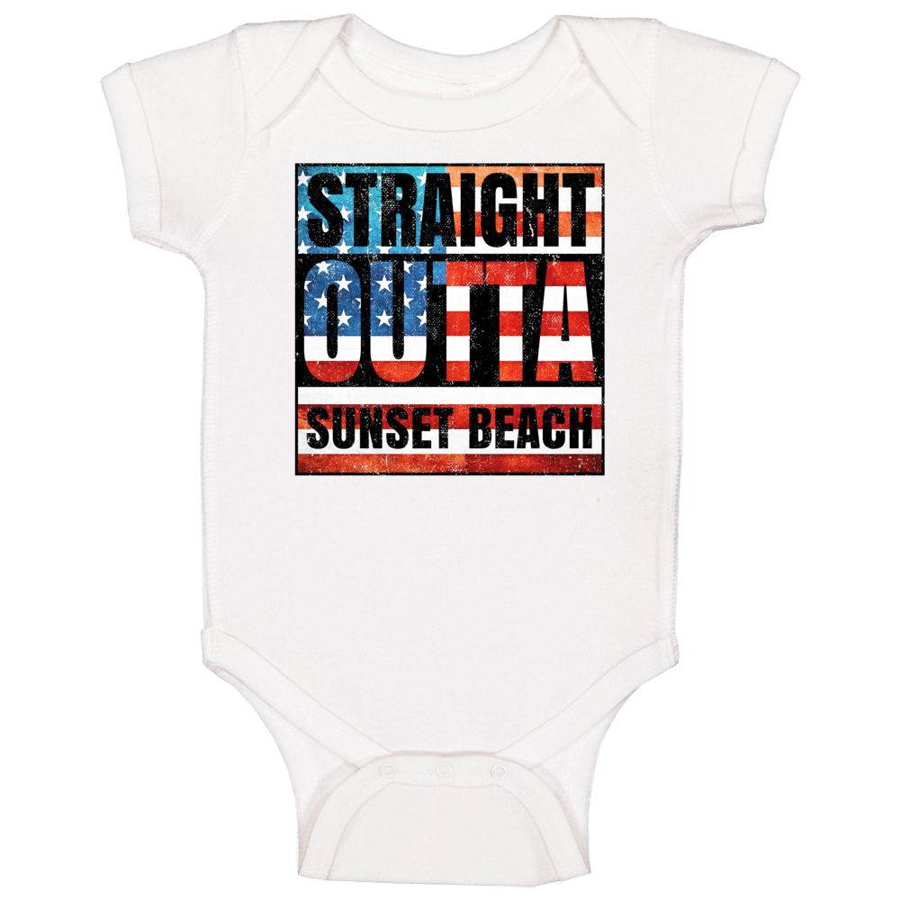 Straight Outta Sunset Beach North Carolina Usa American City Patriotic