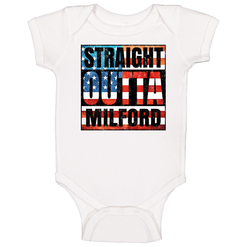 Straight Outta Milford Connecticut Usa American City Patriotic Flag Ba